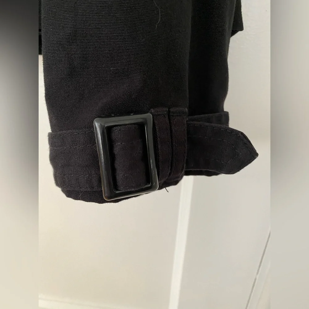No Boundaries short black military button coat buckle sleeves EUC pea trench - Picture 6 of 8
